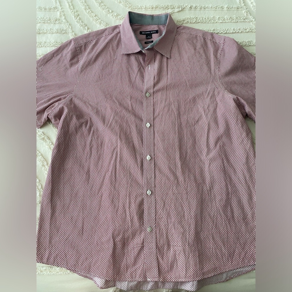 Michael Kors Men's Burgundy Patterned Button Down Shirt